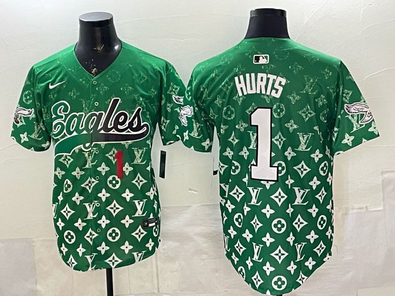 Men 2026 Philadelphia Eagles #1 Hurts Green Nike Limited NFL Jersey style 0002->philadelphia eagles->NFL Jersey